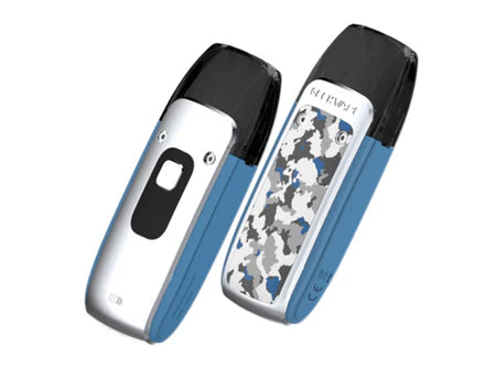 Geekvape AP2 pod system device in blue camouflage and silver finish, showing button and GEEKVAPE branding.
