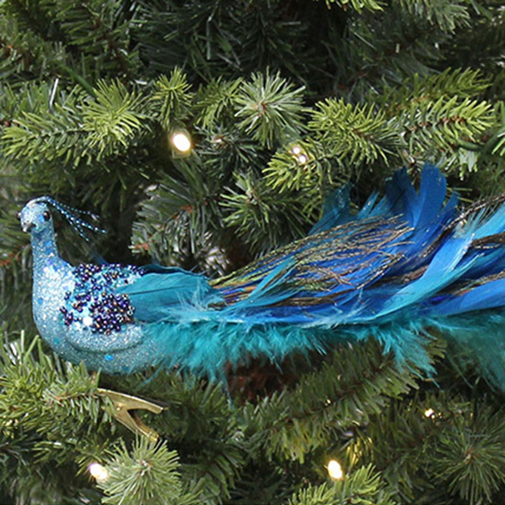 Great Choice Products 2 Pcs Peacock Christmas Tree Ornaments Long Tail  Feather Peacock Christmas Decorations Glitter