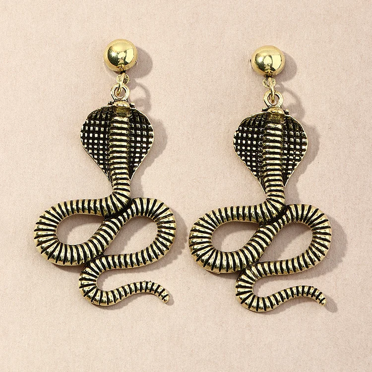 Ez3270 Fashion Ornament Vintage Metal Snake Animal Earrings Personality Cobra Earrings