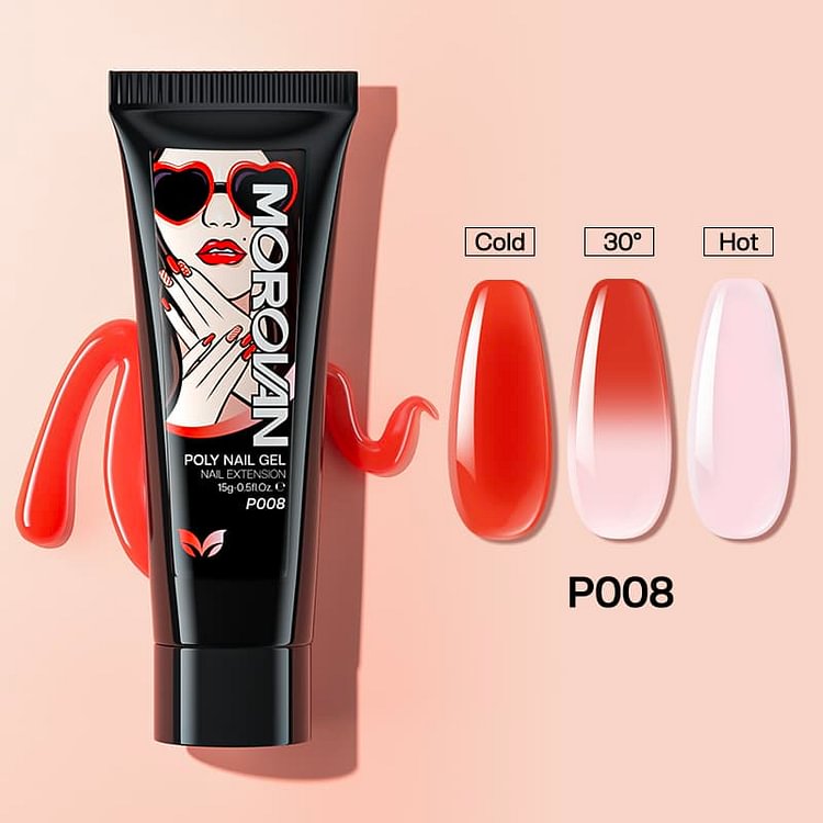 Temperature Color Changing Crimson Orange Poly Nail Gel