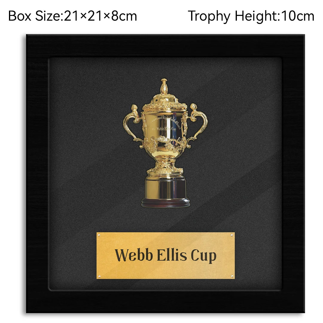 The Webb Ellis Cup Rugby World Cup Champions Trophy Wooden Box 10cm Metal