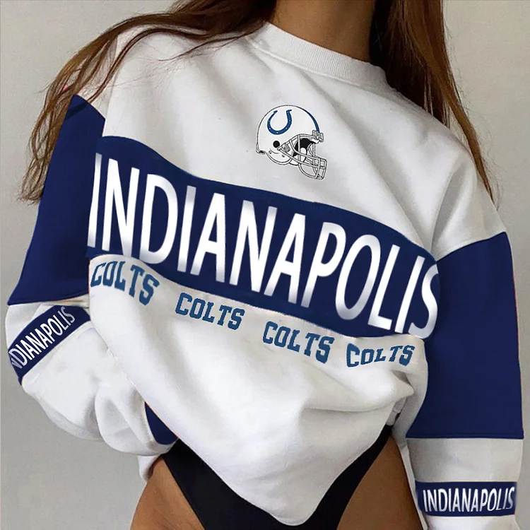 Indianapolis Colts Crew Neck  Colorblock Sweatshirt