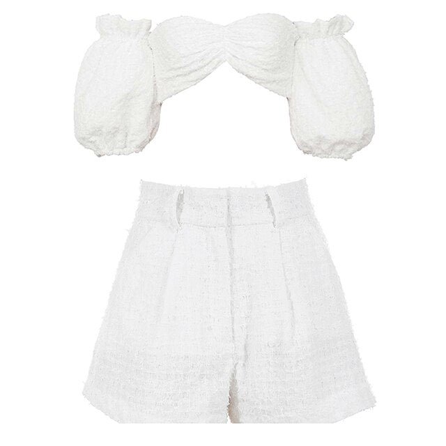 New Summer Women Pants Strapless Two Pieces Pants Sexy Fashion Elegant Club Celebrity Party White Mini Pants Vestidos - BlackFridayBuys