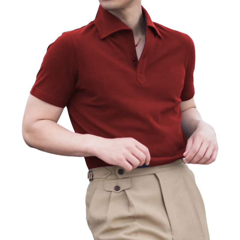 Men's gentleman business casual lapel short-sleeved T-shirt