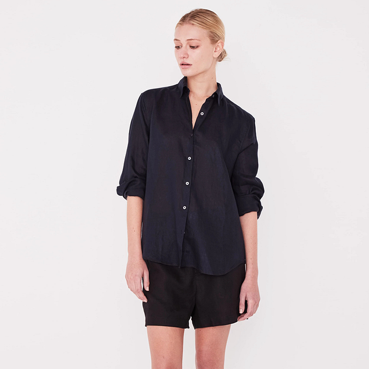 Long Sleeve Linen Shirt For Women-ChouChouHome