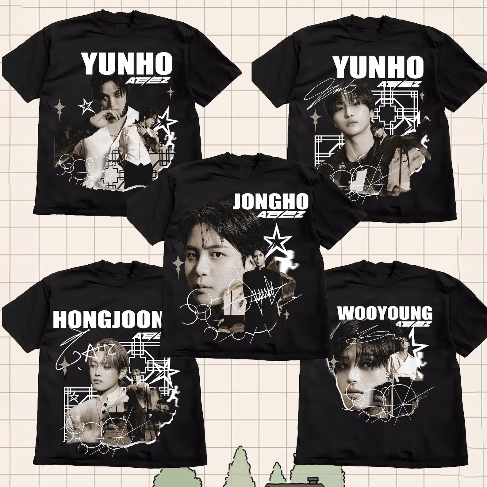 Ateez Members Golden Hour Part 4 Teaser Design T-Shirt