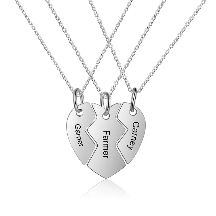 Broken Heart Necklace Set Best Friends Pendant Engraved Heart Matching Necklace