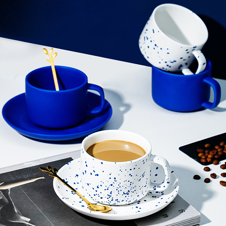 Klein Blue Ceramic Mug & Saucer Set with Gift Wrapping - Appledas
