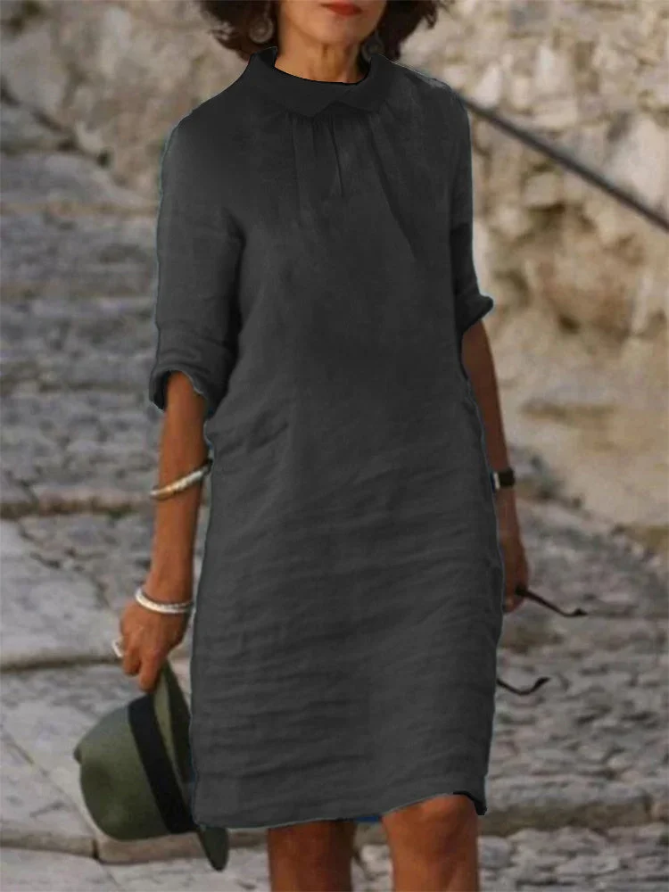 Women's Solid Color Scoop Neck Half Sleeve Maxi Dress