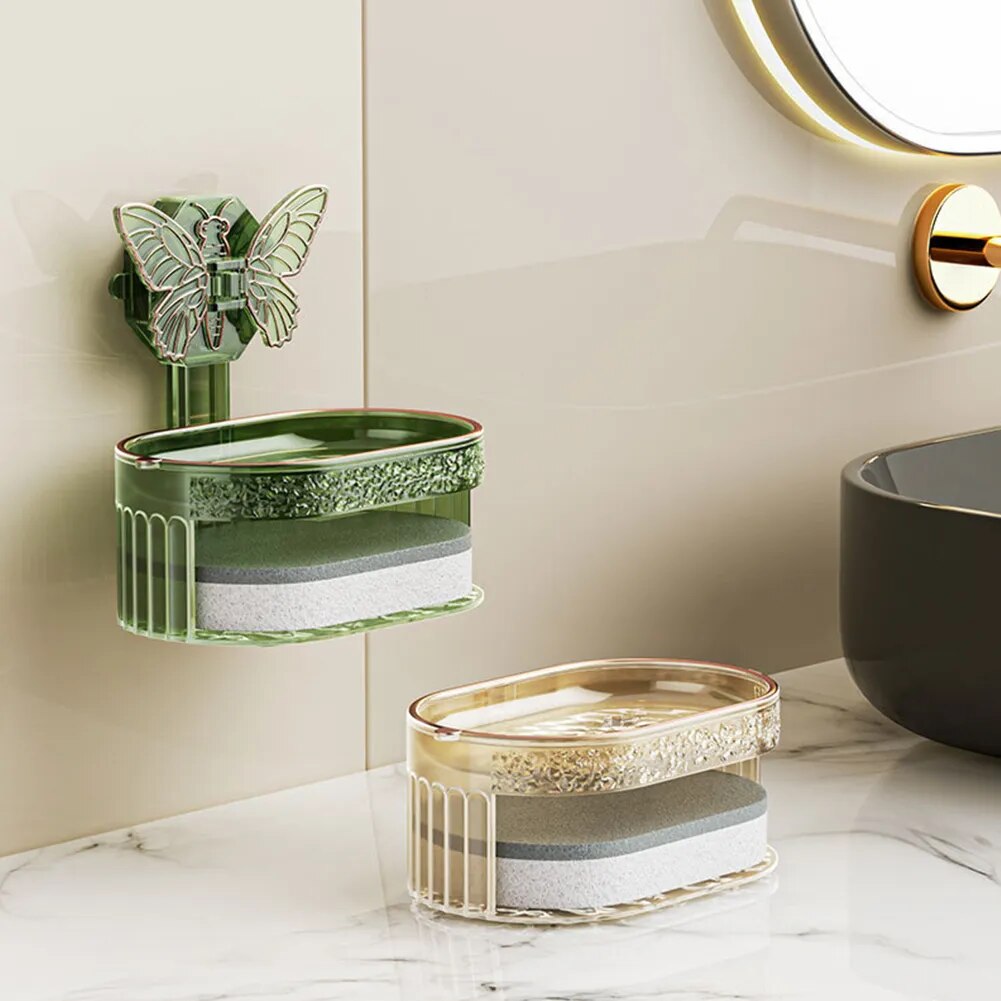 2 Soap Dish Suction Wall Holder Bathroom Shower Cup Sponge Dish Basket —  AllTopBargains