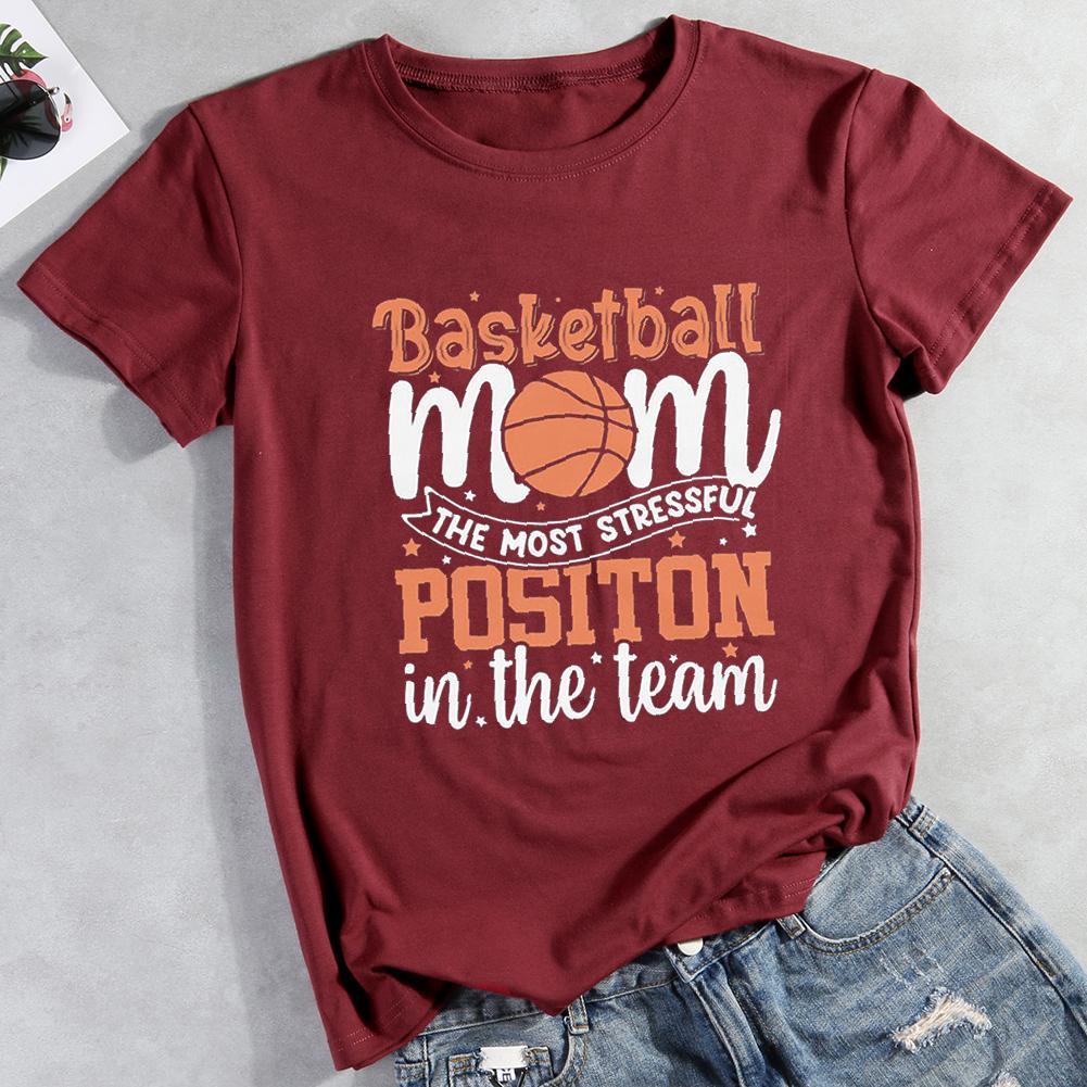 Basketball Mom Round Neck T-shirt-Guru-buzz