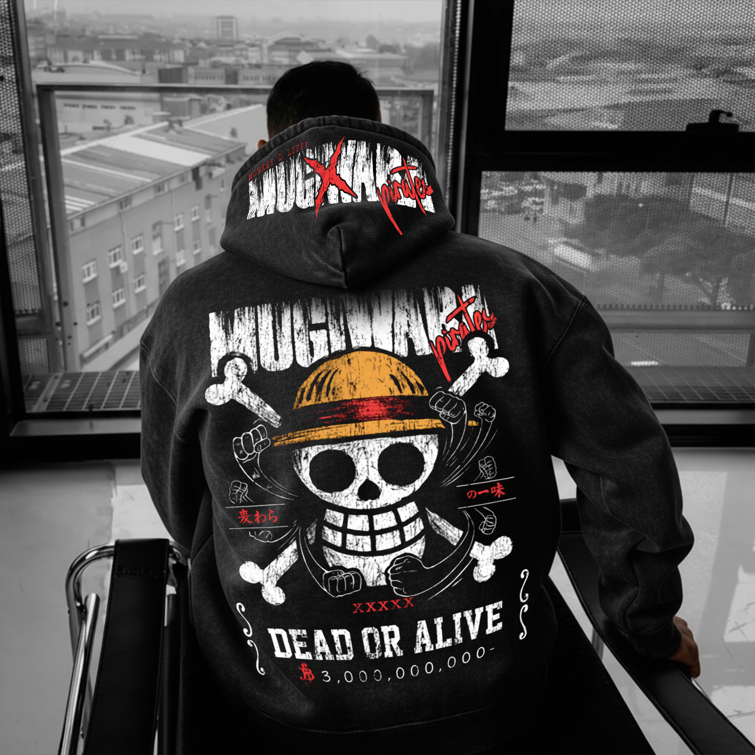 Vintage Washed Anime Hoodie Retro Graphic Casual Wear