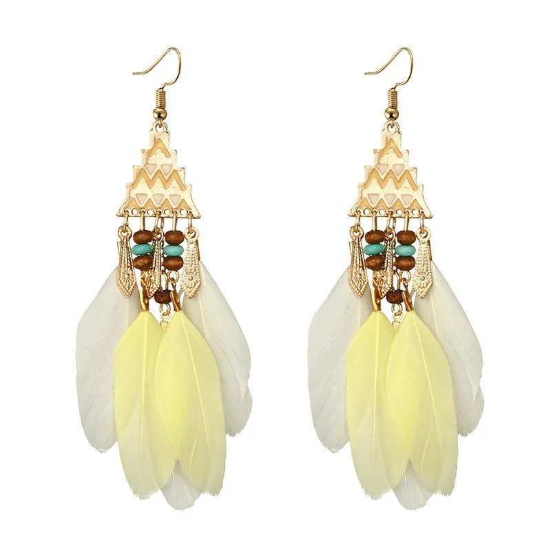 Wholesale Cheap Jewelry Simple Vintage Classic Bohemia Alloy Feather Earrings