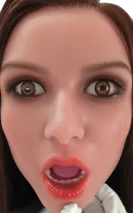 Full Silicone Sex Doll Head Implanted Blonde Hair with real oral sex hole