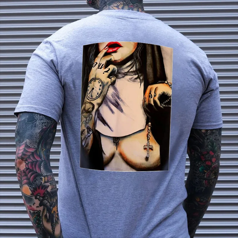 Naked Lady Graphic Vintage Style Black Print T-shirt