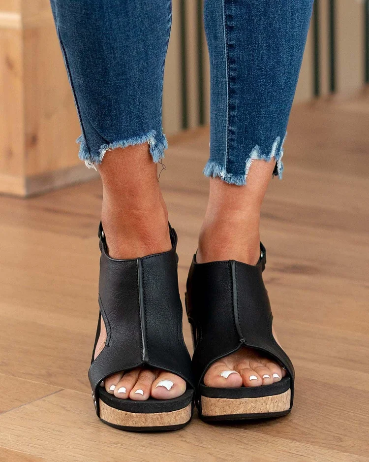 Premium Mid Heel Wedge Sandals