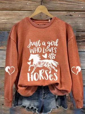 Women's Just A Girl Who Loves Horses Casual Sweatshirt