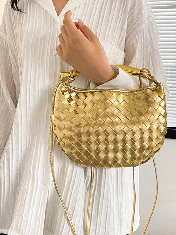 Geometric Shiny Woven Handbags Crossbody Bags