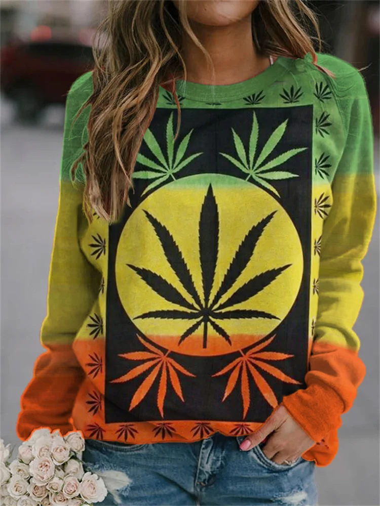 Reggae Lover Weed Art Colorblock Sweatshirt