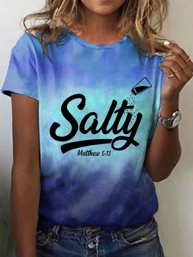 Women's Salty Matthew 5:13 Print Short Sleeve T-shirt socialshop