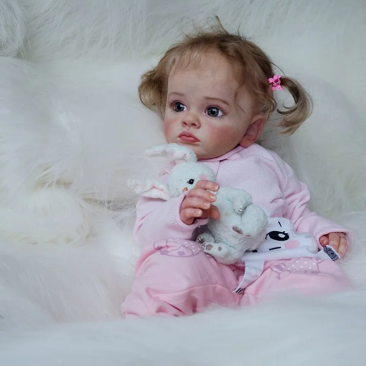20" Realistic Soft Body Truly Cloth Body Reborn Cute Toddler Baby Girl Bandy With Blue Eyes