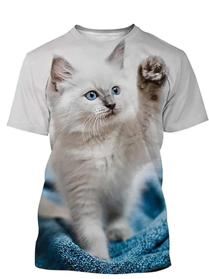 Personalized Printed Short-sleeved Men's Tops Cat Pattern S M L XL 2XL 3XL 4XL