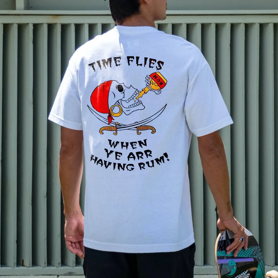 Time Flies When Ve Arr Having Rum Printed Men's T-shirt