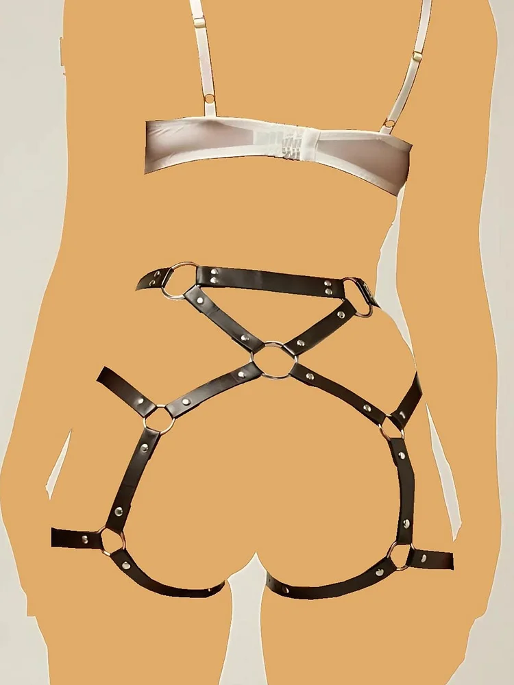 pornhint Pornhint Bondage Women Harness with Handcuff, BDSM Thigh Leather, Booty Harness, Leather Harnesses for Woman, Butt Harness Lingeries, Leather Garter leather harness women
