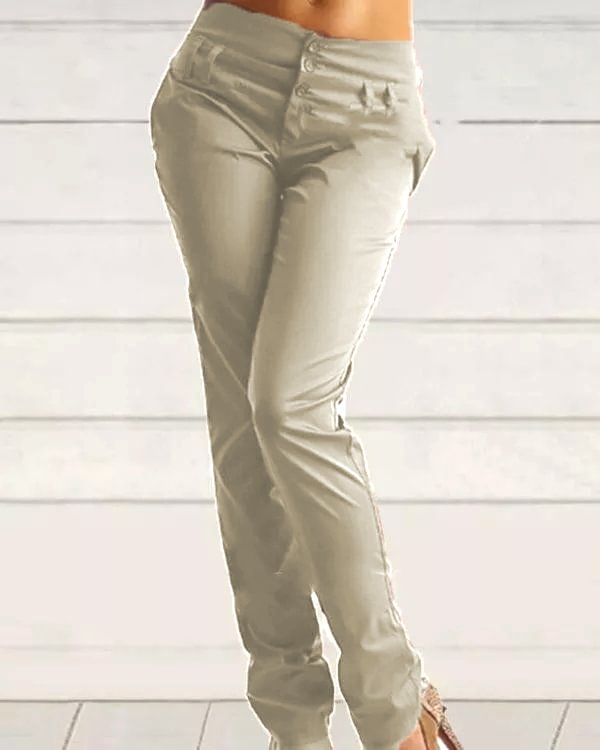 Solid Shirred Plus Size Casual Vintage Pants - Chicaggo