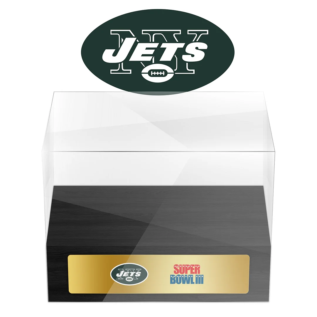New York Jets Super Bowl Championship Trophy Ring Display Case