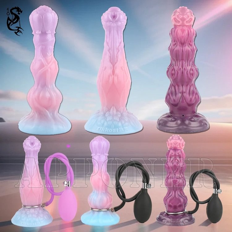 pornhint Pornhint Silicone Dildo With Sucker Inflatable Anal Plug Enlarge Buttplug Anus Dilators Toy