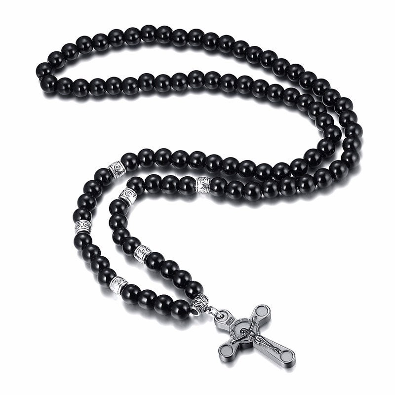 Beaded Jesus Cross Necklace-inspireuse