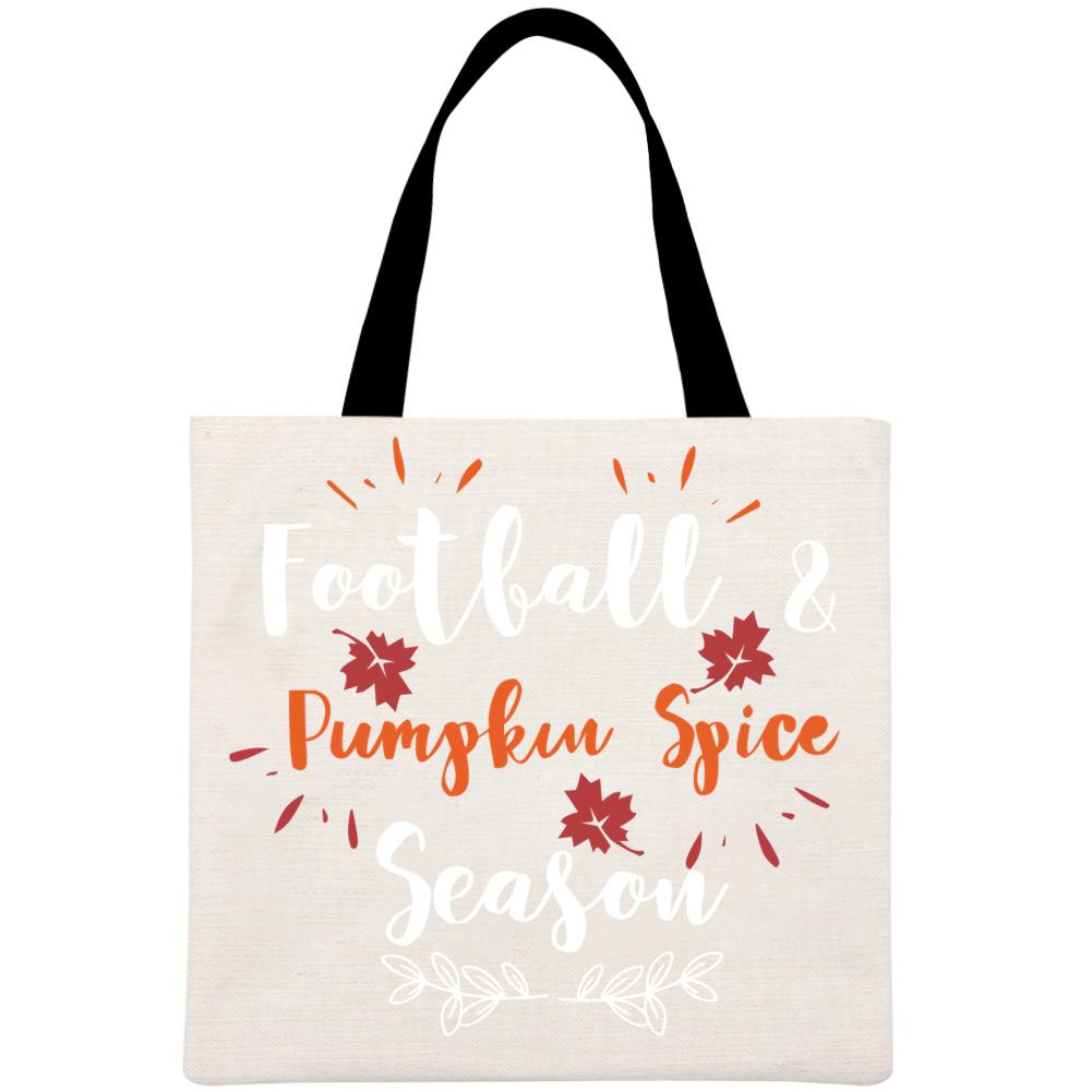 Football and Pumpkin Spice season Printed Linen Bag-Guru-buzz