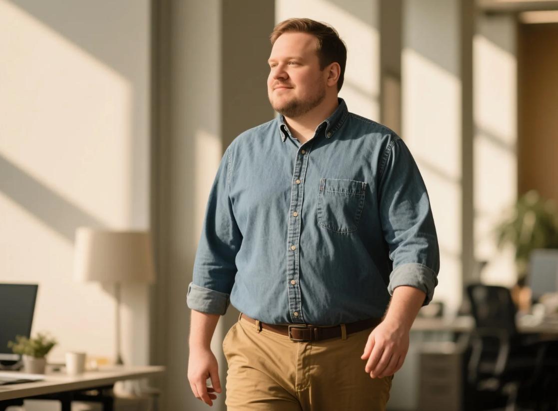 A man walking in simple Western shirts