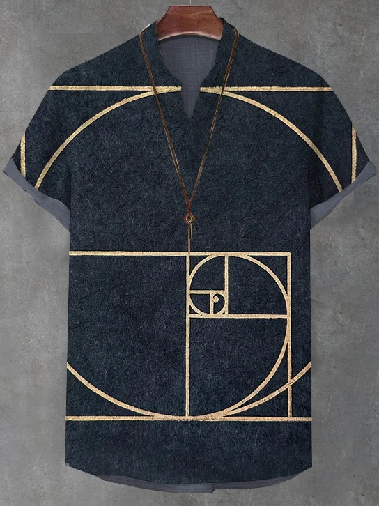 Men's Abstract Fibonacci Sequence Geometric Art V Neck Shirt