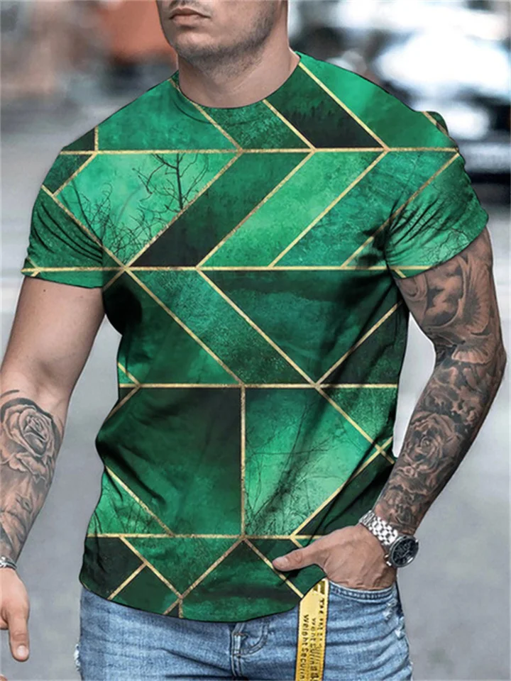 New 3D Floral Digital Printing Street Trend Men's Sports Short-sleeved T-shirt