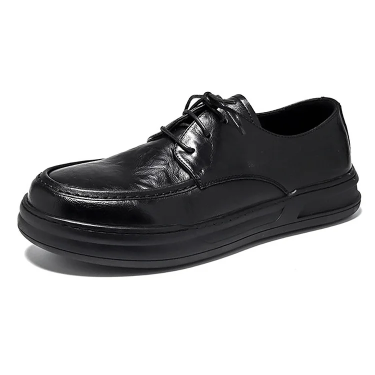 PU Leather Round Toe Lace Up Platform British Formal Oxfords Shoes
