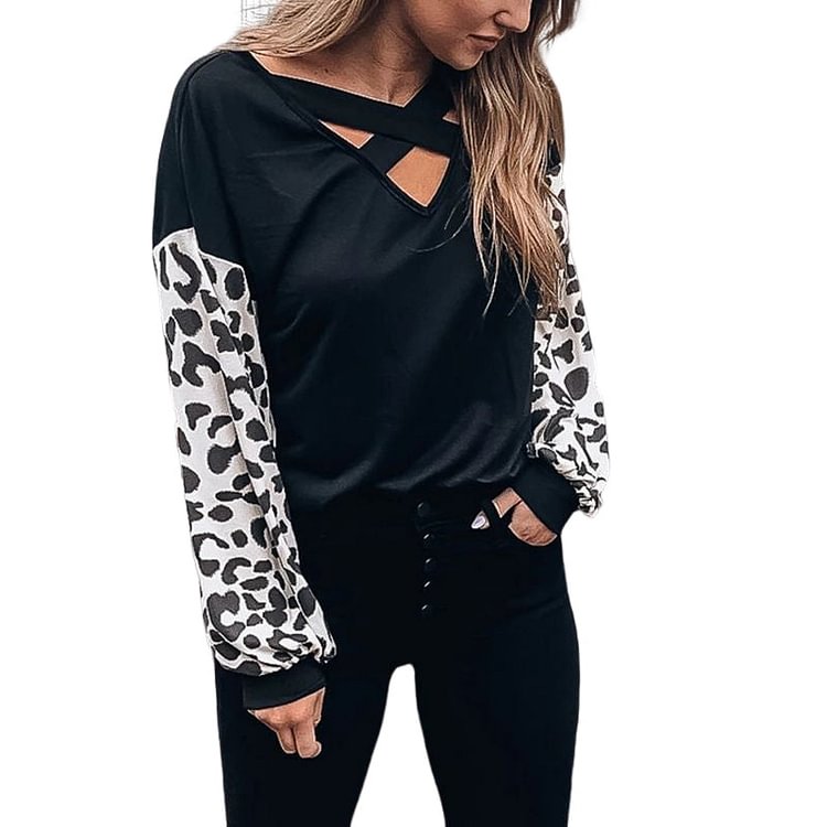 Crossed Leopard Print T-shirt