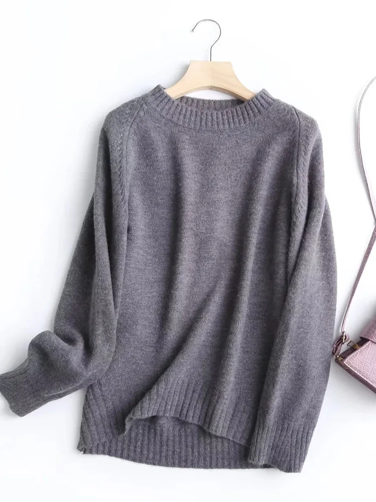 Tlbang 2024 Women High Quality Woolen Knit Sweater Long Sleeve O Neck Female Jumper Loose Pullovers