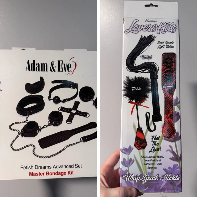 pornhint Pornhint Adam & Eve Bondage Kit + Whip Paddle Tickler BDSM Gift Set NEW BDSM