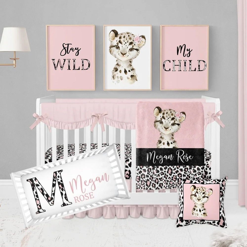 Black and pink baby hot sale bedding