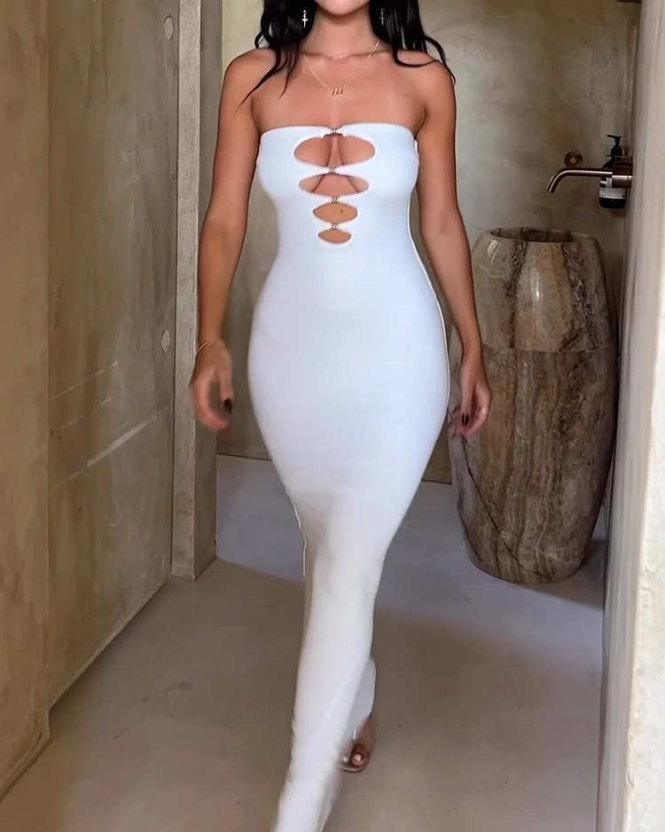 Sexy Tube Top Hollow Dress