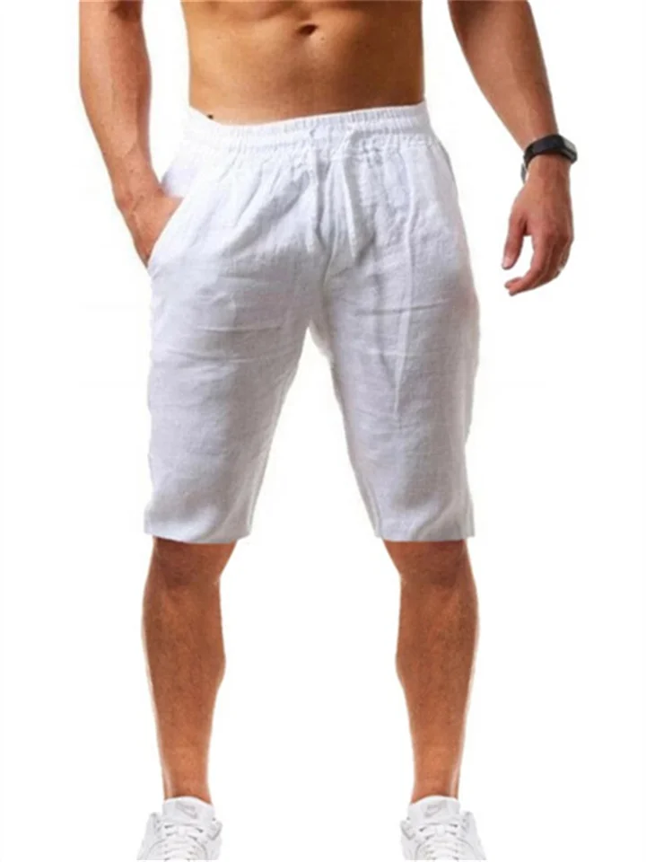 Men's Shorts Linen Shorts Summer Shorts Beach Shorts Drawstring Plain Business Beach Yoga Linen / Cotton Blend Hawaiian Casual Light Khaki. Black-Cosfine