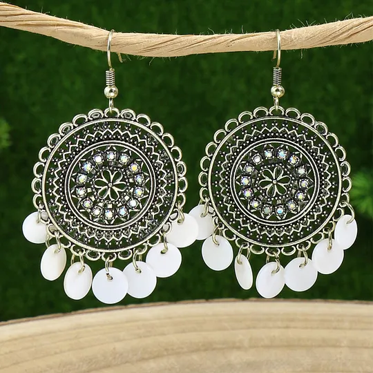 Bohemian earrings vintage national style earrings ancient silver personality exaggerated long tassel eardrop