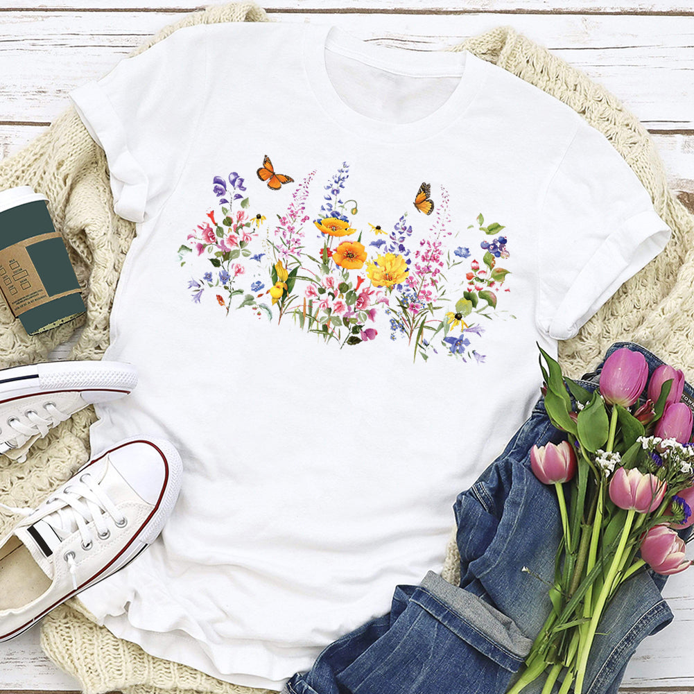 Butterfly Flowers insectT-shirt Tee -03718-Guru-buzz