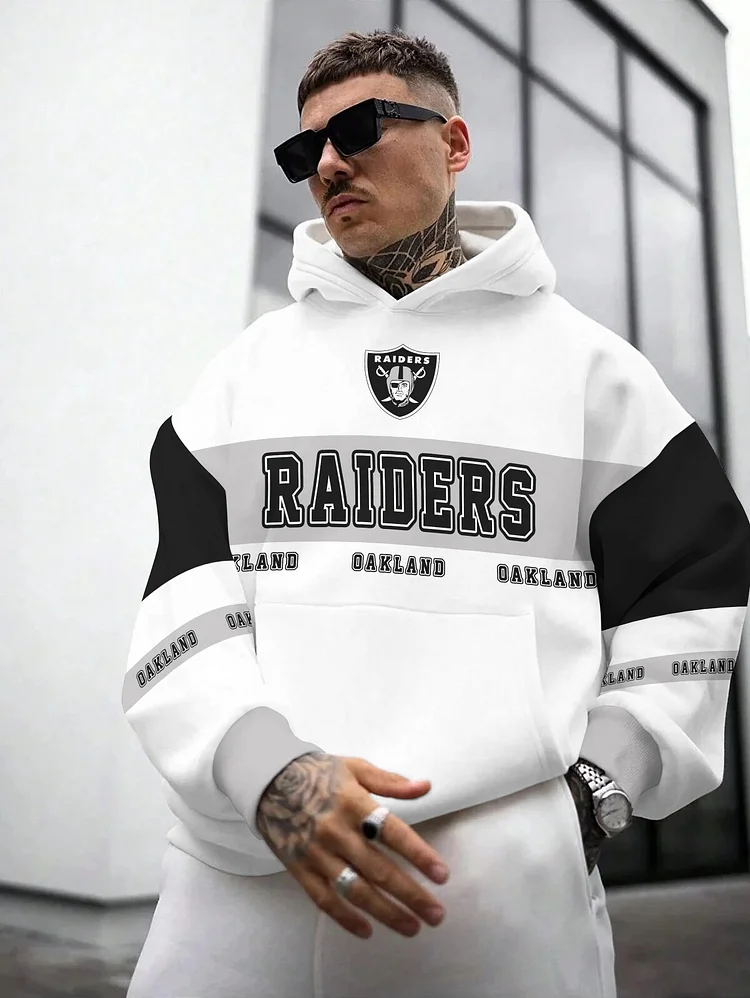 Las Vegas Raiders  Printed Hooded Pocket Pullover Hoodie