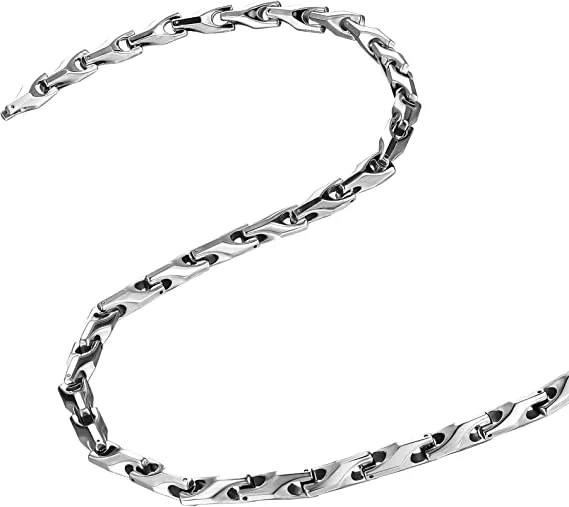 Men's Tungsten Silver Toned Link Chain Necklace