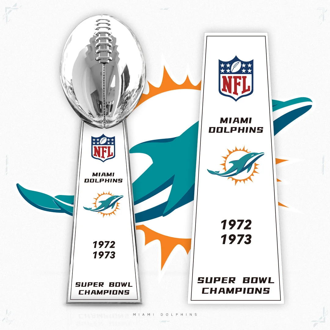 [NFL]Miami Dolphins，1973/1972 Vince Lombardi ,  Super Bowl Championship Trophy Resin Version