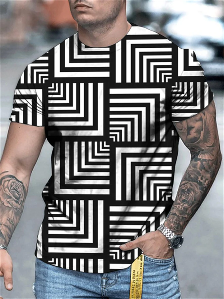 New 3D Floral Digital Printing Street Trend Men's Sports Short-sleeved T-shirt