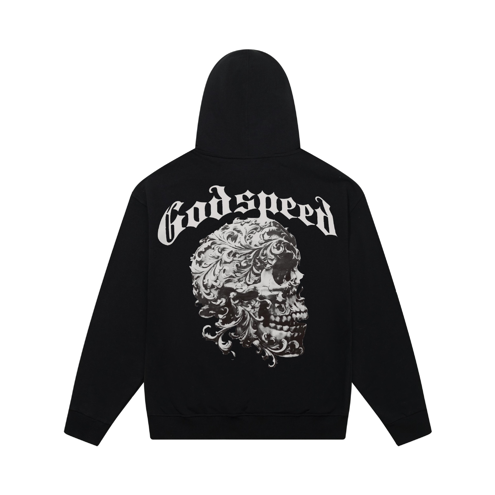 Godspeed スカル バイク グラフィック トレーナー Sサイズ GODSPEED Hoodie Black – Floral Skull Oversized Streetwear
